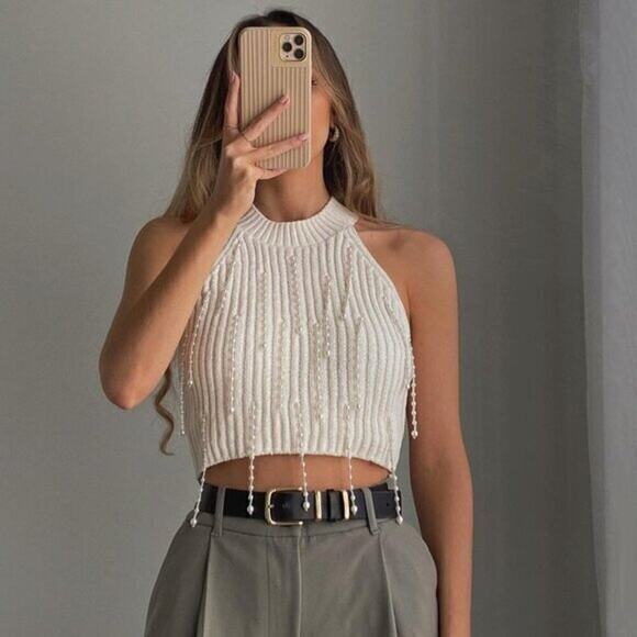ZARA Embellished Knit Top NWT - Picture 1 of 16